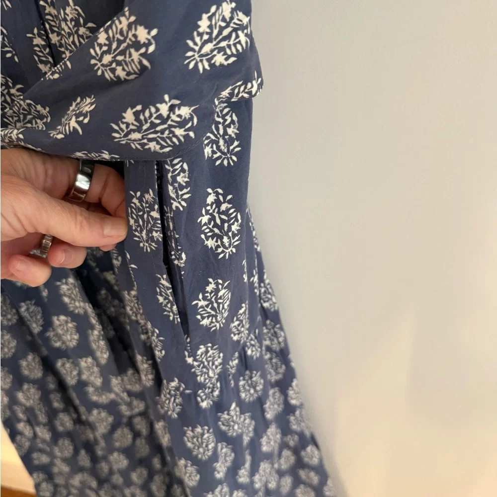 MAREA by Liz Joy short sleeve Maxi Dress in blue indigo print, size Small - Picture 5 of 11